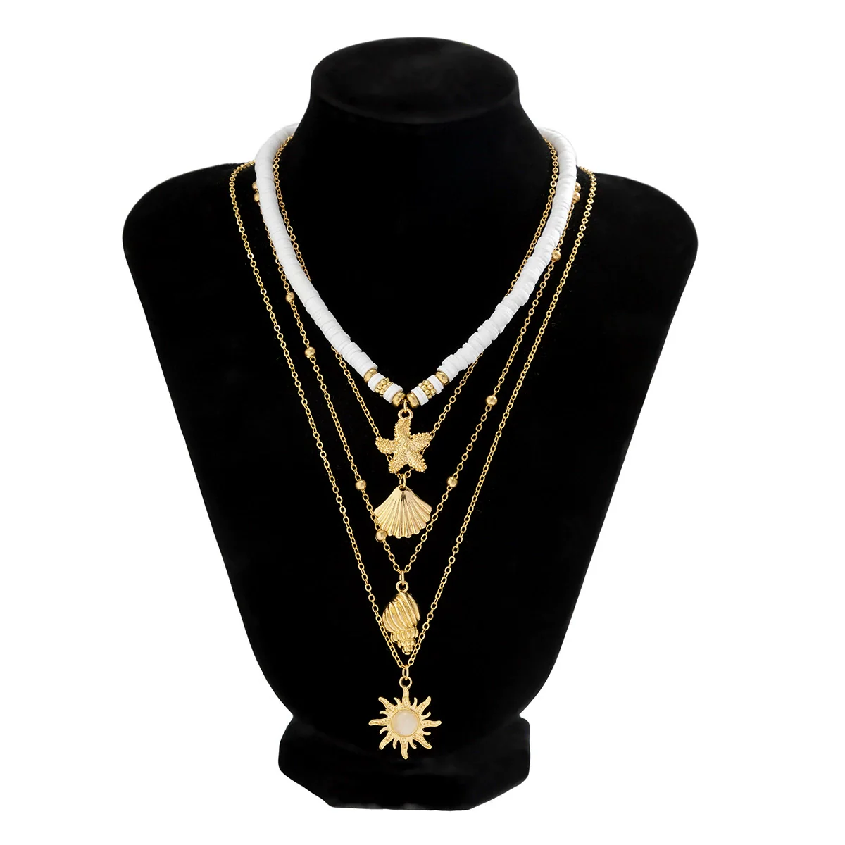 Jewelry Alloy Imitation Pearl Shell Ball Chain Multilayer Necklace With Animal Zodiac Pattern Electroplated For Women - Image 5