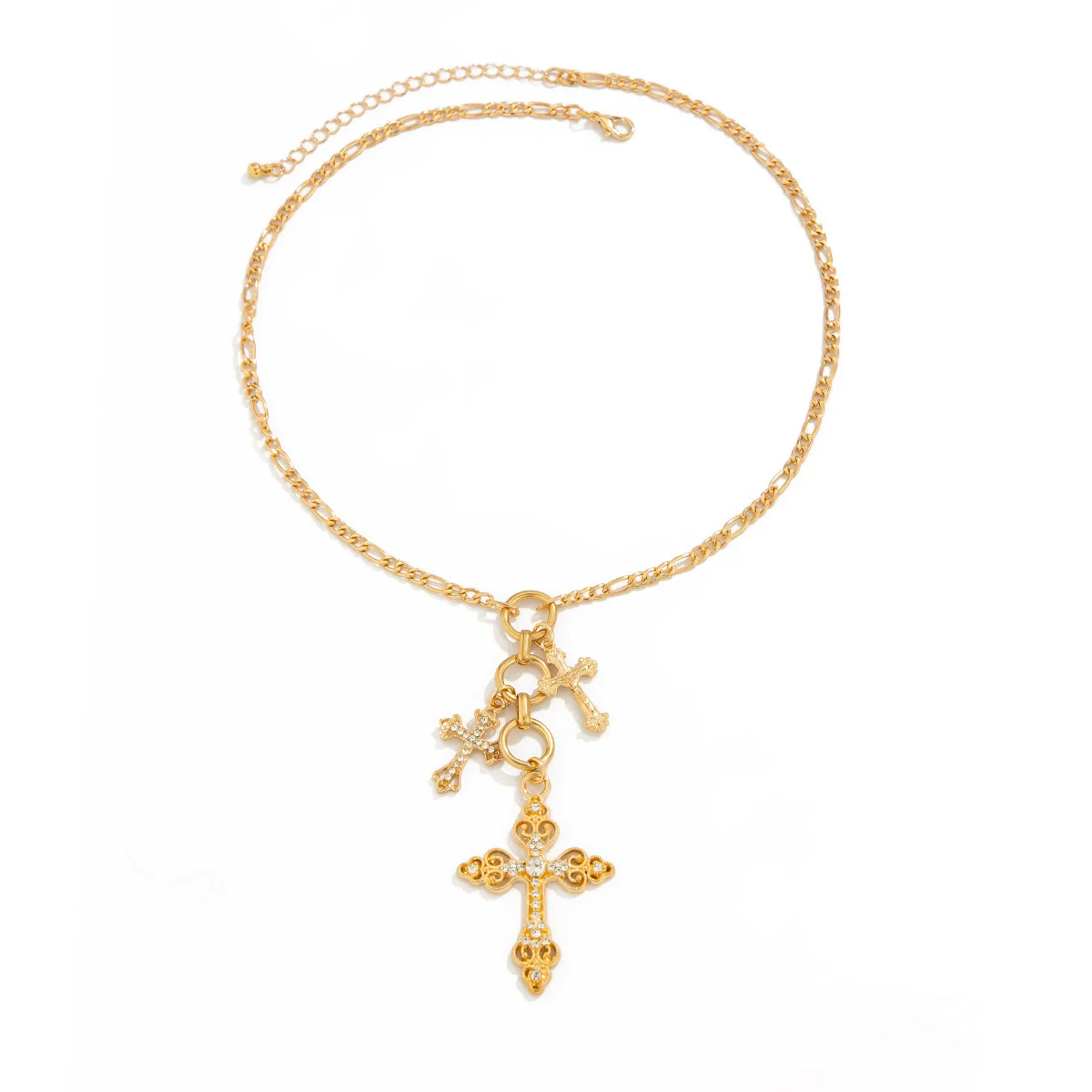 Jewelry Alloy Iron Chain Rhinestone Geometric Cross Electroplated Women's Clavicle Necklace - Image 5