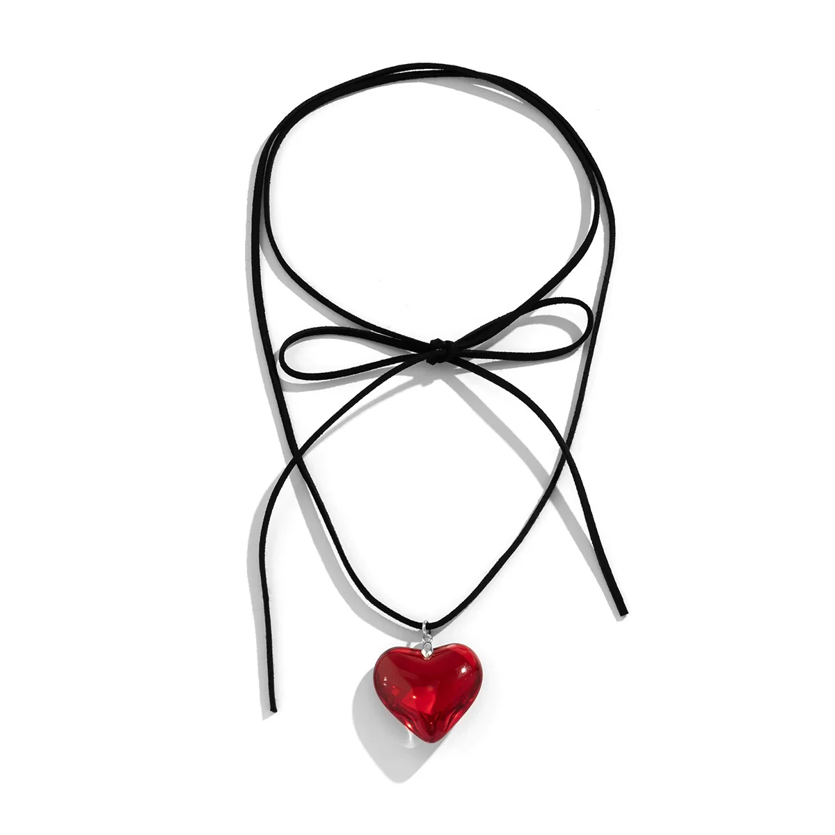 Jewelry Alloy Leather Wax Thread Flannel Handmade Heart Pendant Choker Necklace - Image 11