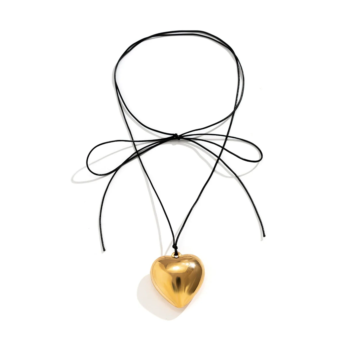 Jewelry Alloy Leather Wax Thread Flannel Handmade Heart Pendant Choker Necklace - Image 5