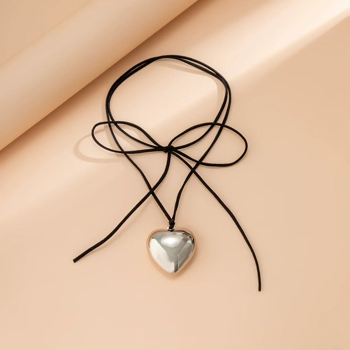 Jewelry Alloy Leather Wax Thread Flannel Handmade Heart Pendant Choker Necklace - Image 9