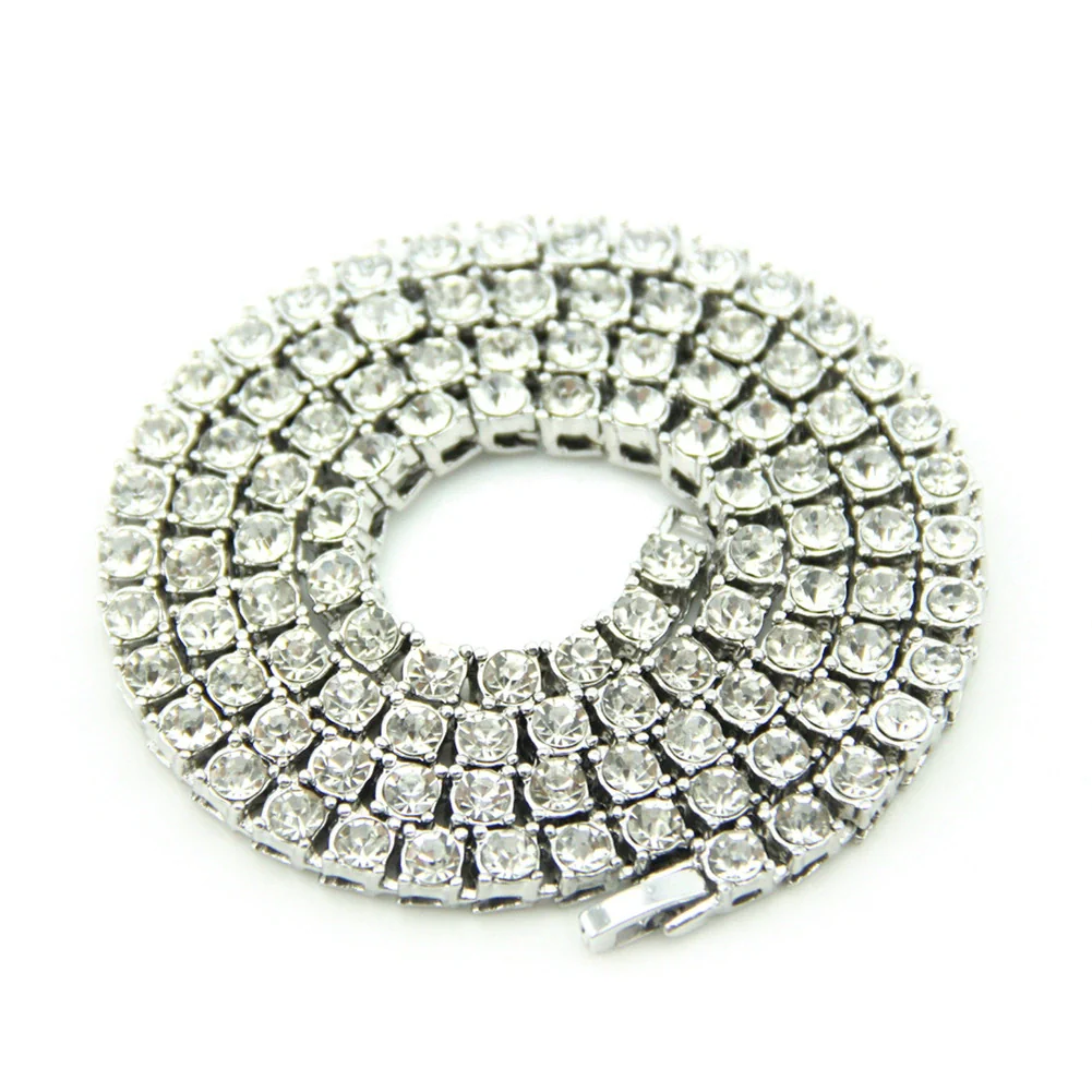 Jewelry Alloy Men's Diamondencrusted Geometric Box Chain Necklace Pendant - Image 2