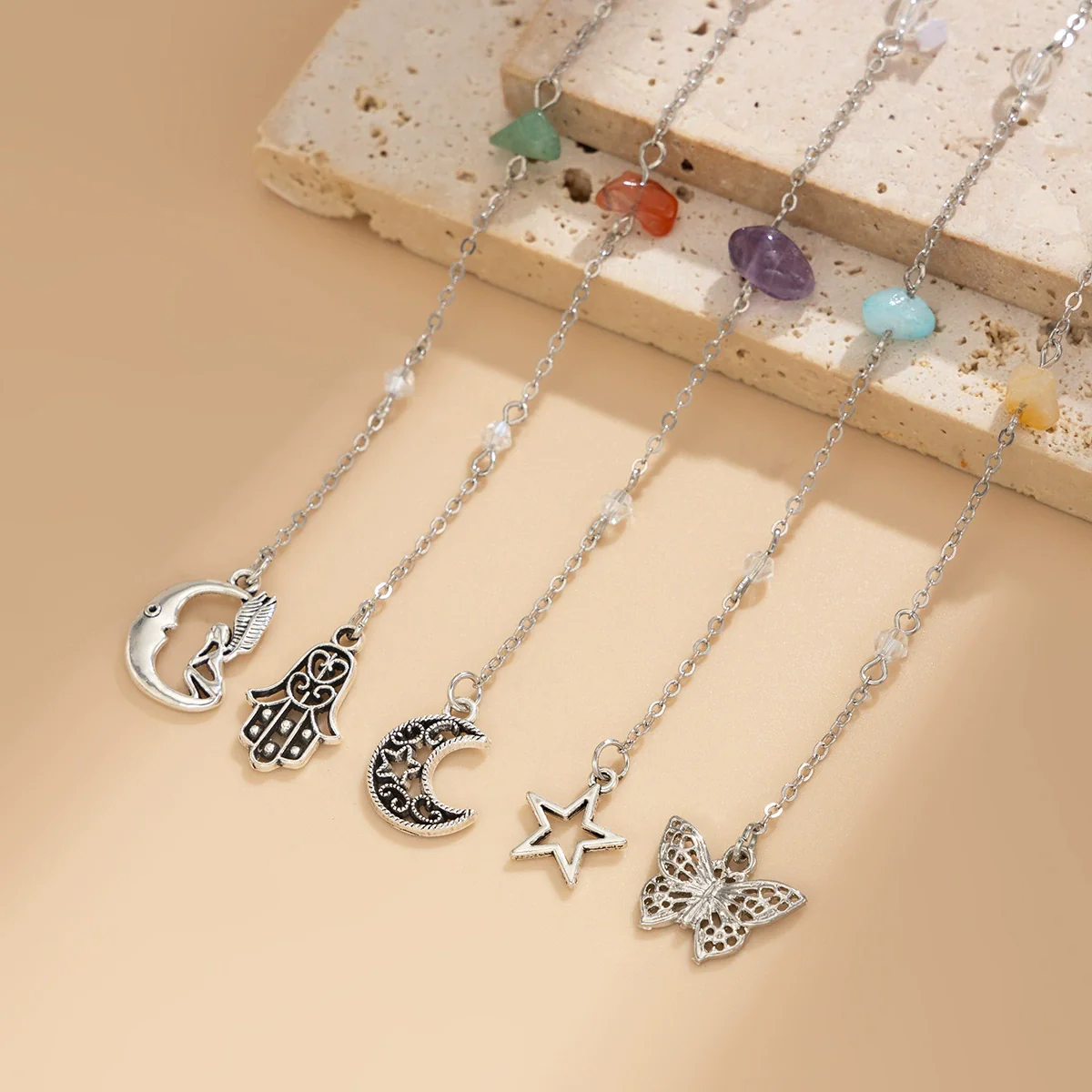 Jewelry Alloy Multistar Moon Tassel Conch Butterfly Long Gravel Hair Chain Electroplated For Women - Image 4