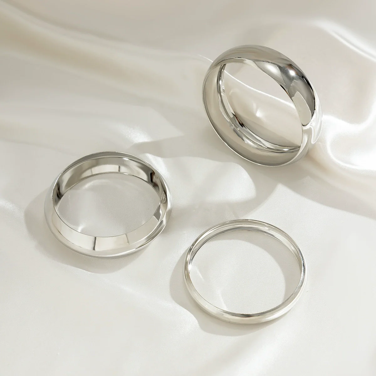 Jewelry Alloy Oval Arc Bracelet Set And Water Drop Hug Open Ring Electroplating Niche Geometric Style For Women - Image 4