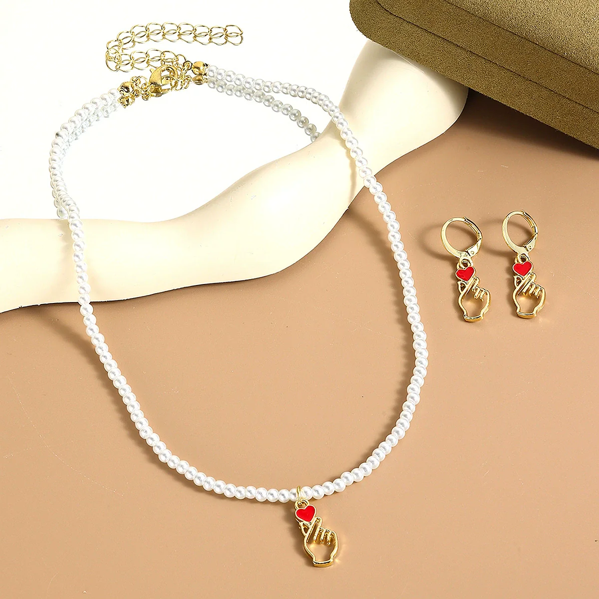 Jewelry Alloy Pearl Chain Heart Bow Geometric Sweet Style Electroplating Valentine's Day Women's Bracelet Necklace - Image 31