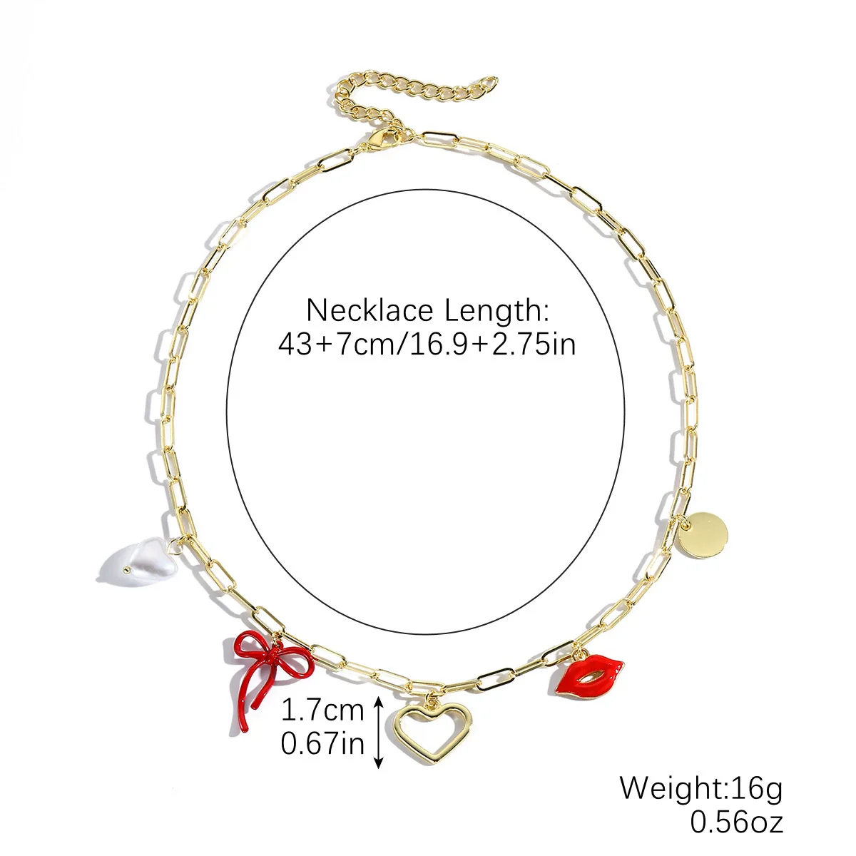 Jewelry Alloy Pearl Chain Heart Bow Geometric Sweet Style Electroplating Valentine's Day Women's Bracelet Necklace - Image 5