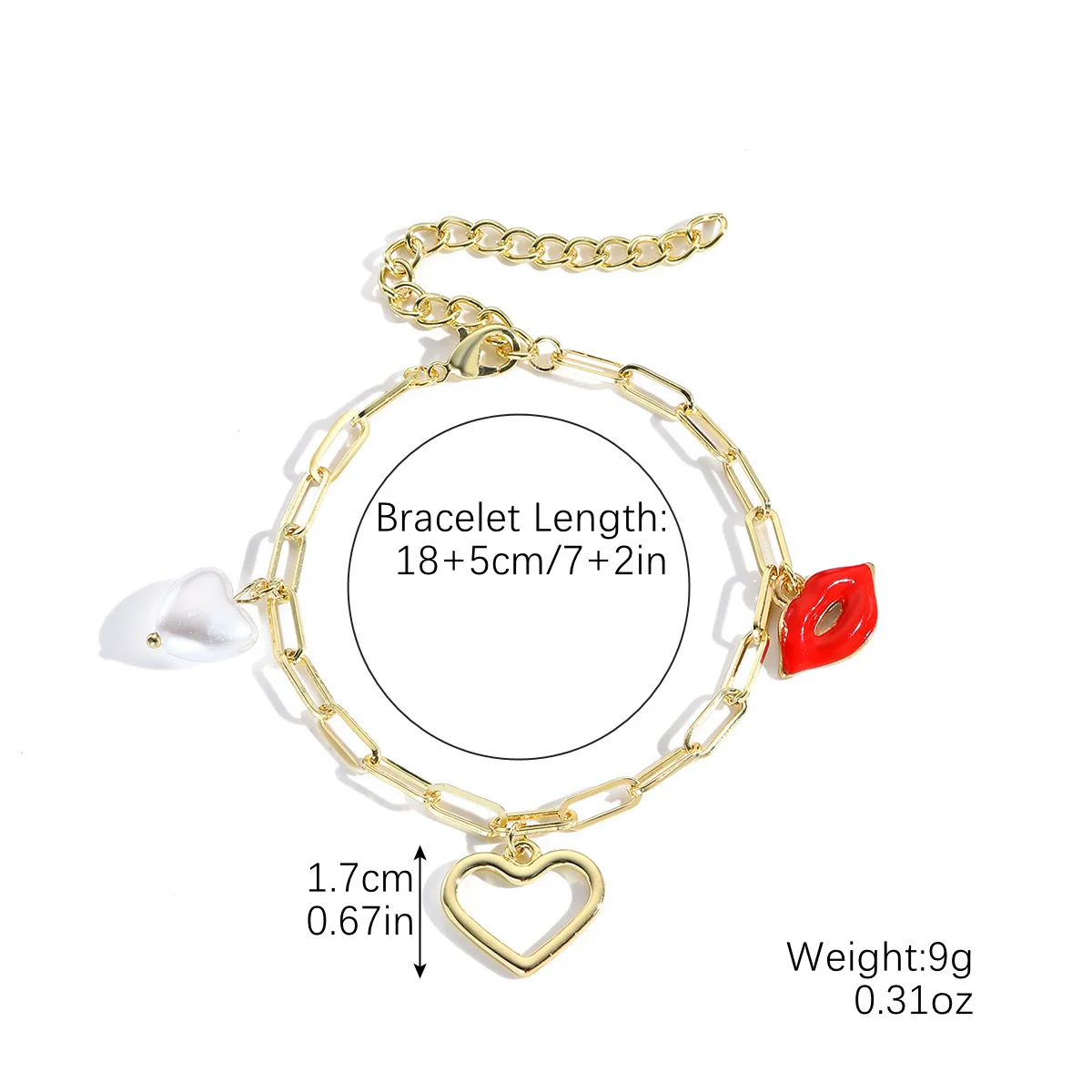 Jewelry Alloy Pearl Chain Heart Bow Geometric Sweet Style Electroplating Valentine's Day Women's Bracelet Necklace - Image 8