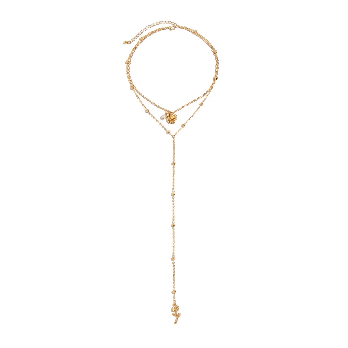Jewelry Alloy Pendant Clavicle Chain With Imitation Pearl Geometric Pattern Electroplated Copperclad Iron Chain Highend Style - Image 5