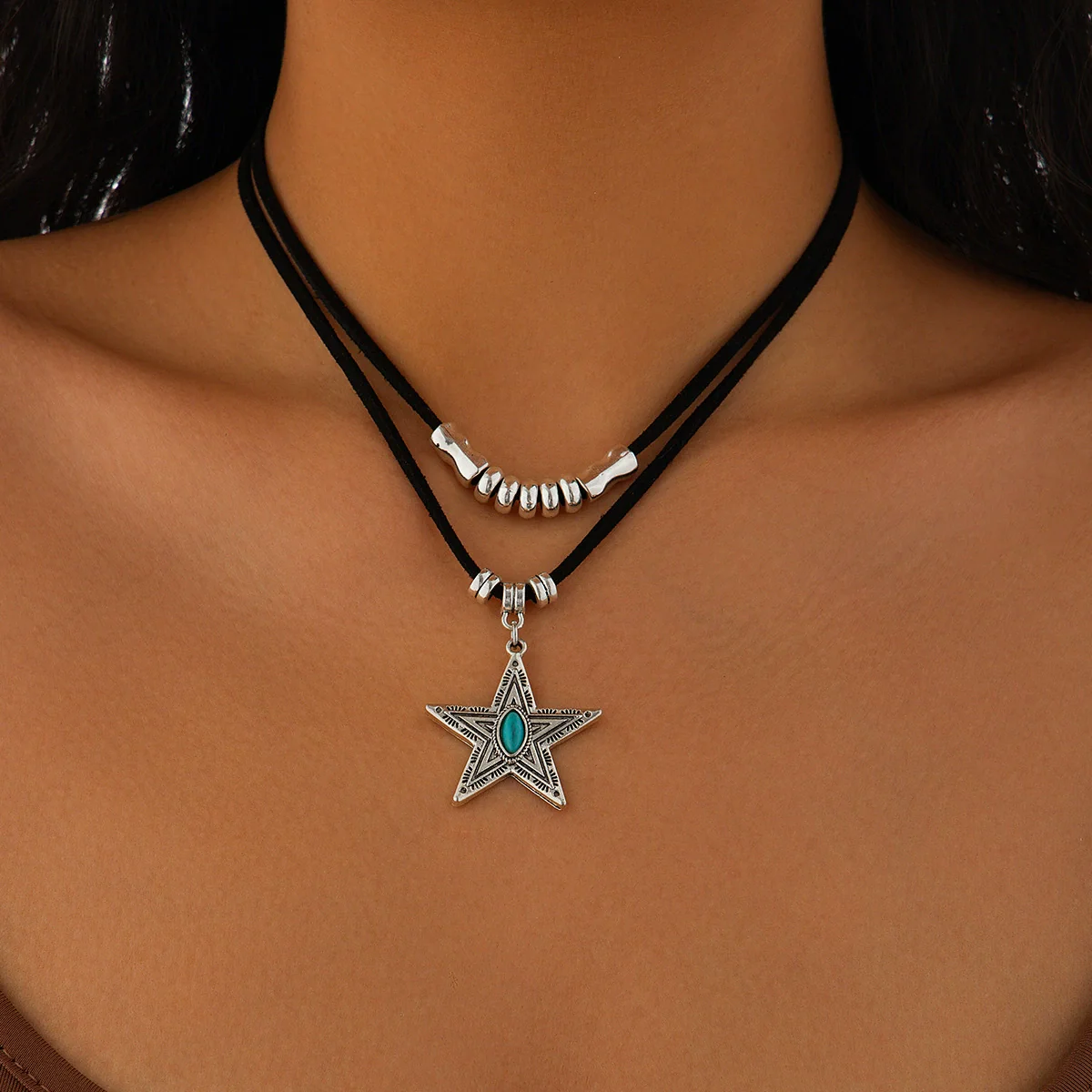 Jewelry Alloy Pendant Necklace With Geometric Pattern And Electroplating For Women - Image 7