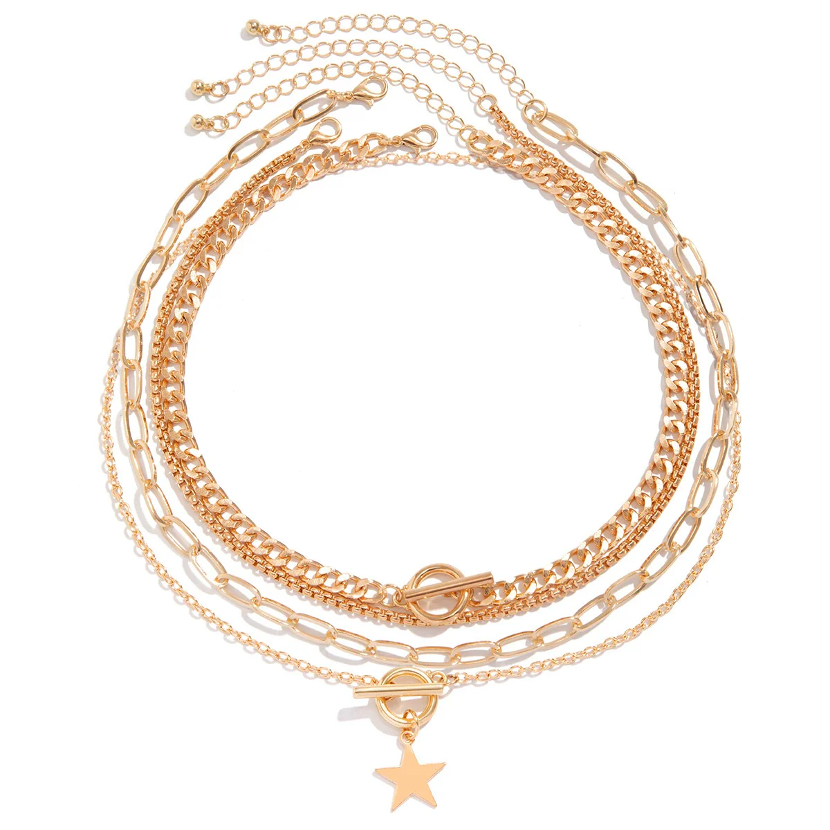 Jewelry Alloy Punk Style Fivepointed Star Geometric Pendant Necklace With Electroplating - Image 3