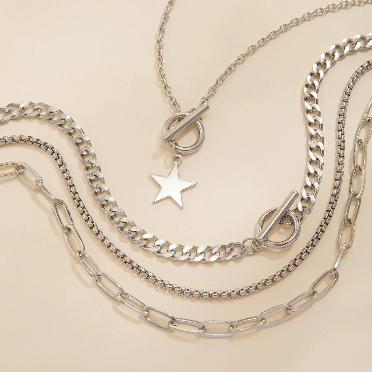 Jewelry Alloy Punk Style Fivepointed Star Geometric Pendant Necklace With Electroplating - Image 4