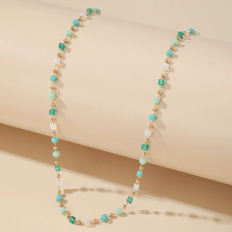 Jewelry Alloy Resin Drop Shape Beaded Necklace Electroplating - Image 4