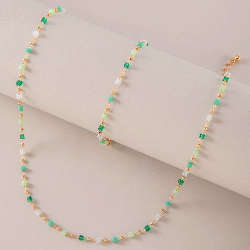 Jewelry Alloy Resin Drop Shape Beaded Necklace Electroplating - Image 8