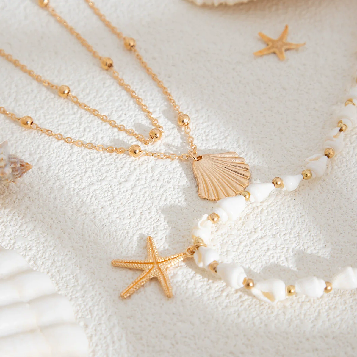 Jewelry Alloy Shell Starfish Pendant Clavicle Chain Copperclad Iron Electroplating Geometric Style - Image 4