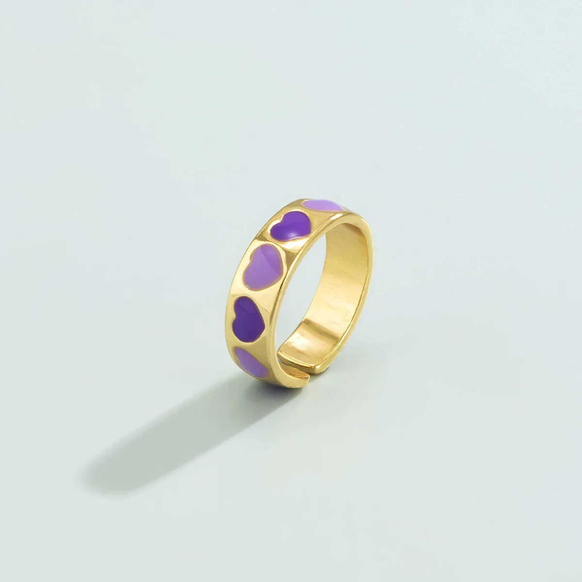 Jewelry Alloy Simple Geometric Heart And Starshaped Ring With Oil Dropping Design For Women - Image 6