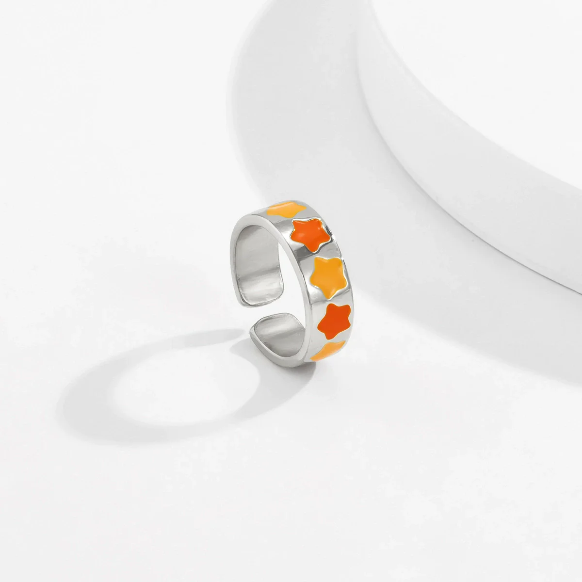 Jewelry Alloy Simple Geometric Heart And Starshaped Ring With Oil Dropping Design For Women - Image 7