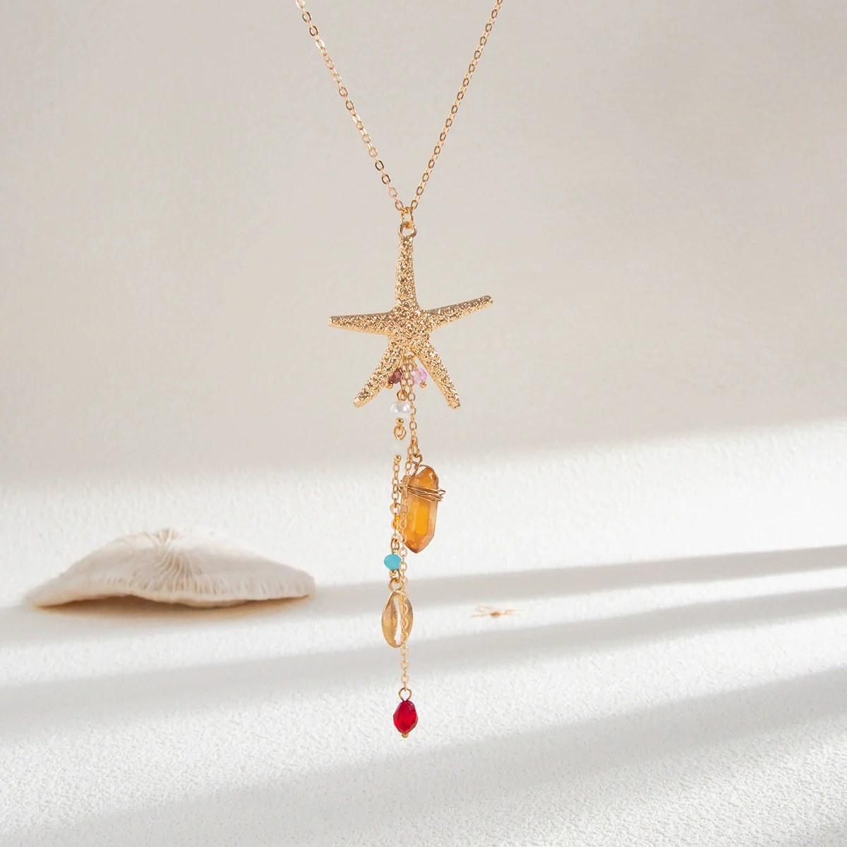 Jewelry Alloy Starfish Shell Pendant Necklace Set For Women Highend Animal Style Electroplated - Image 4