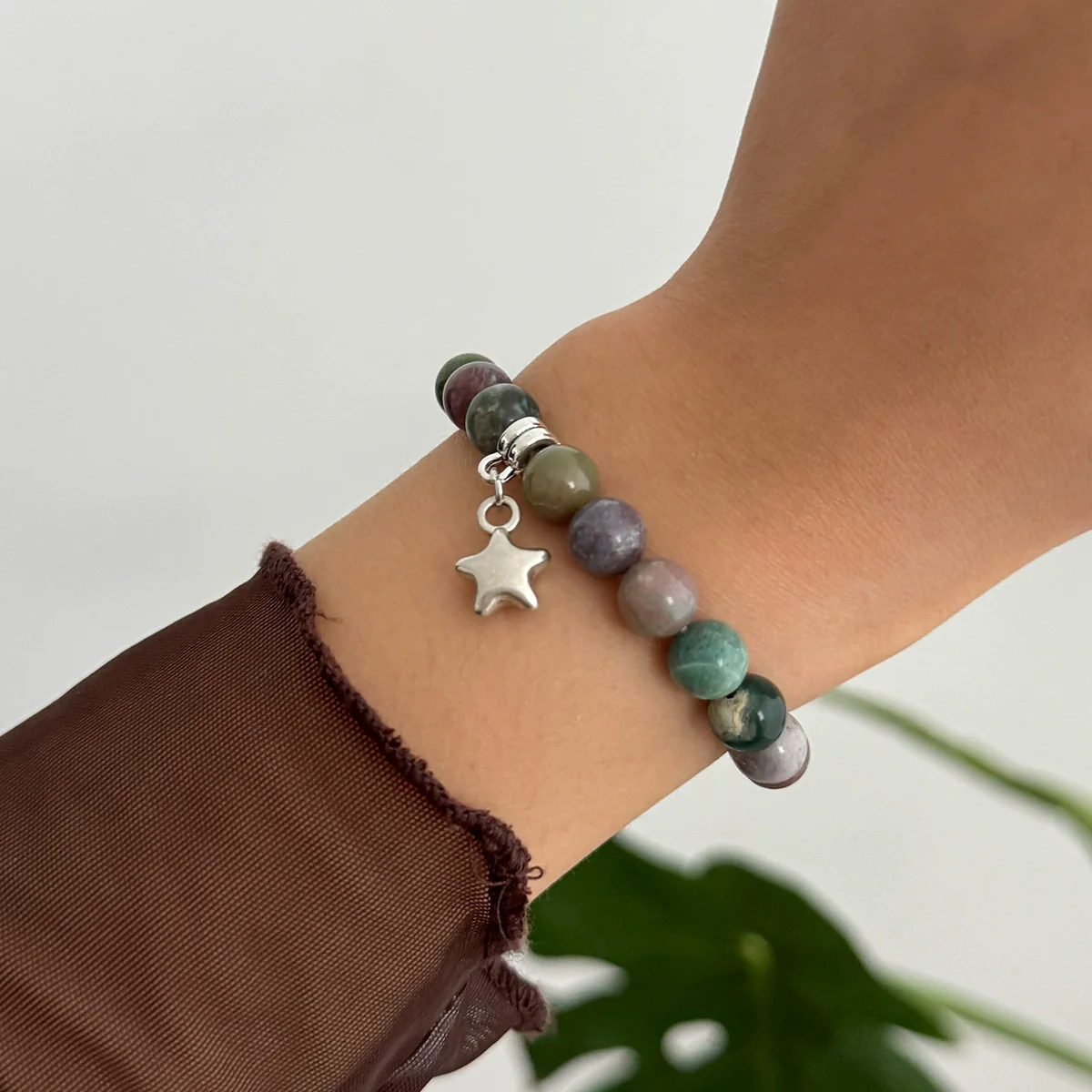 Jewelry Alloy Sweet Asymmetrical Gravel Beaded Bracelet With Star Metal Pendant And Electroplating - Image 8