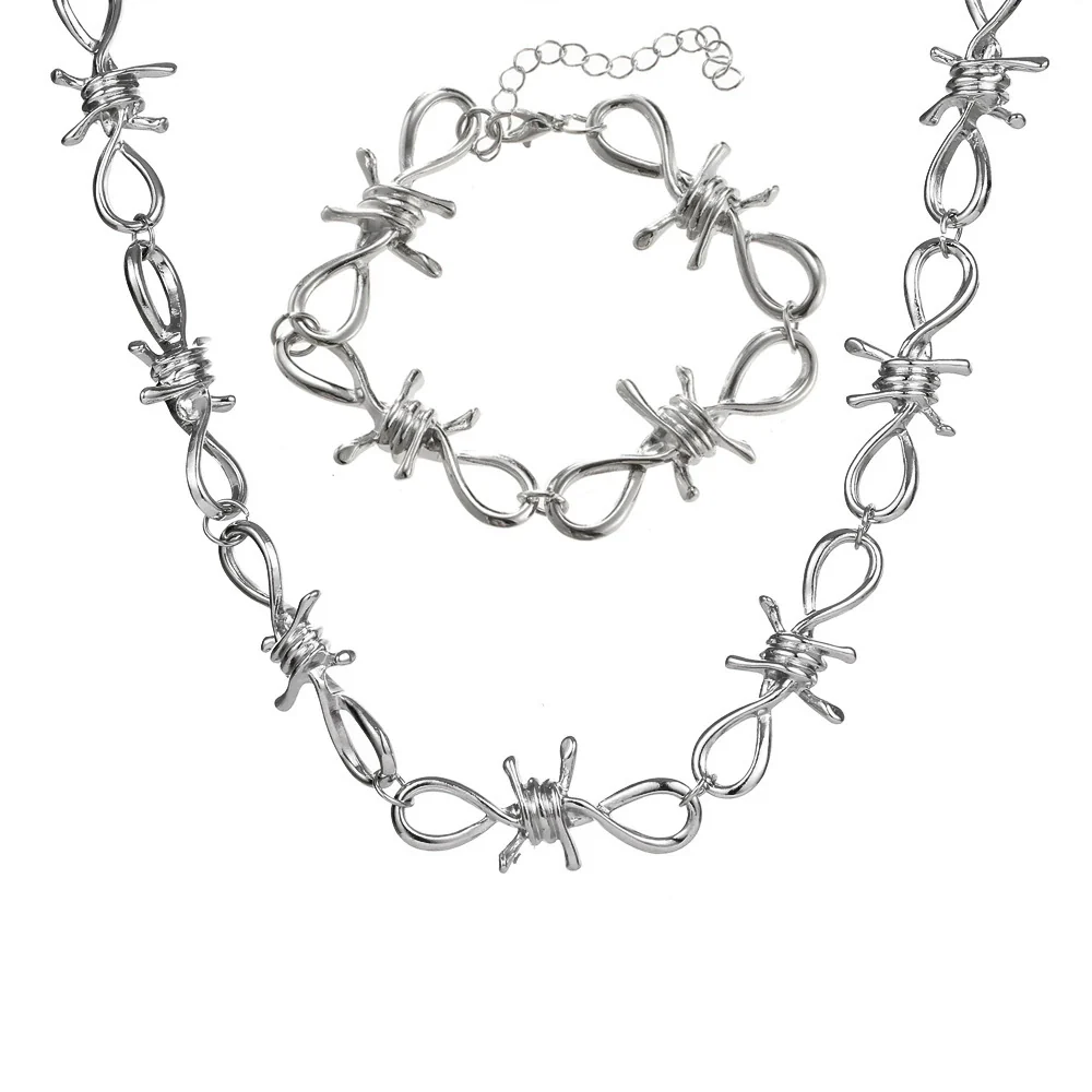 Jewelry Alloy Twist Chain Thorn Necklace Cold Punk Retro Hip Hop Electroplated - Image 5