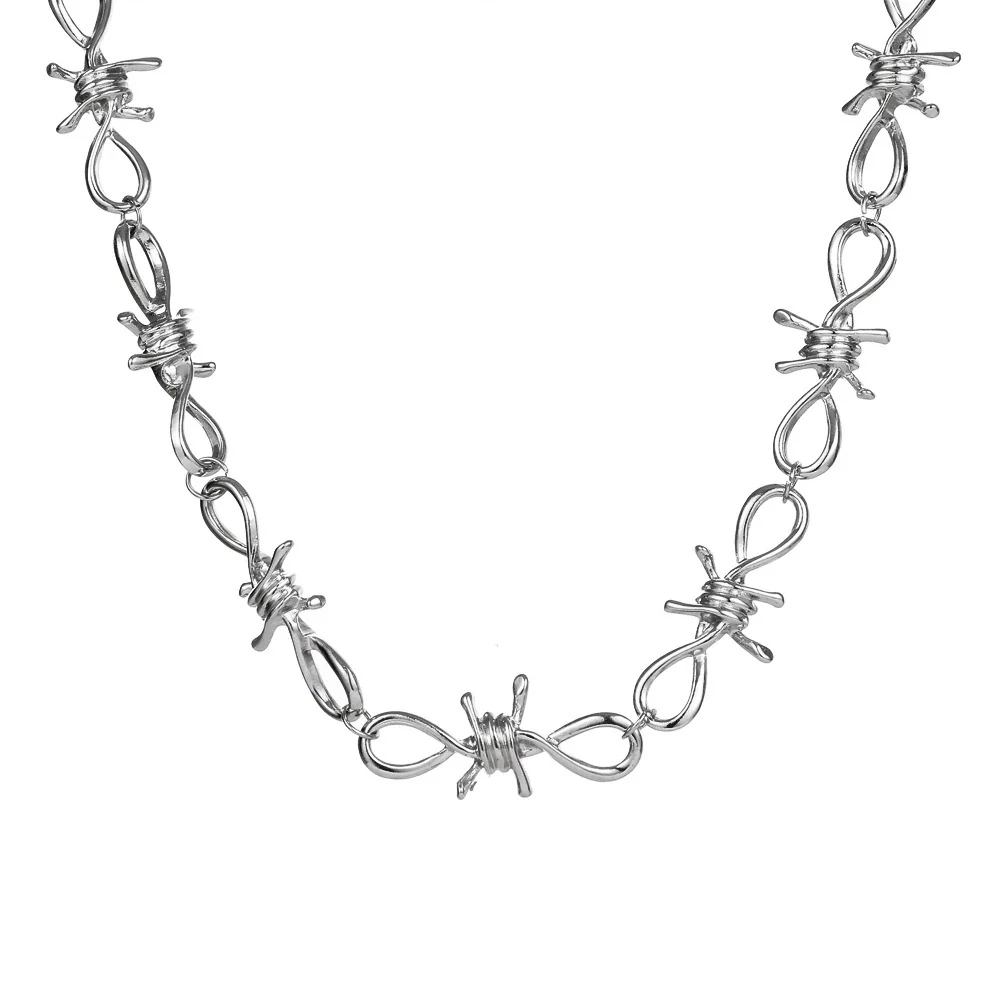 Jewelry Alloy Twist Chain Thorn Necklace Cold Punk Retro Hip Hop Electroplated - Image 6