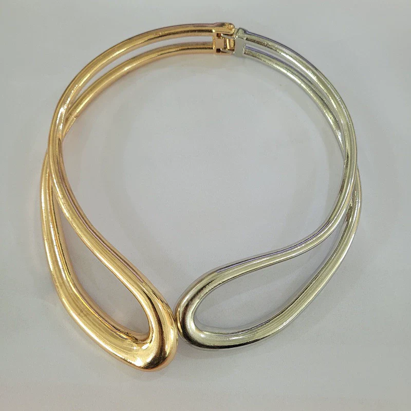 Jewelry Alloy Ushaped Twisted Double Collar Choker Bracelet Electroplated For Women - Image 10