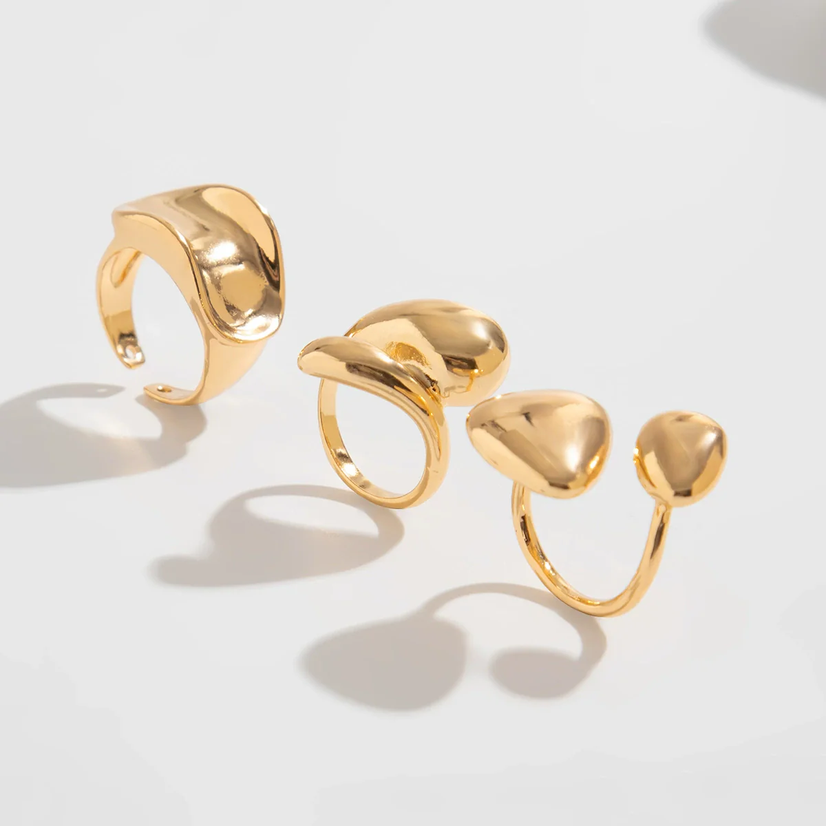 Jewelry Alloy Water Drop Hug Ring Geometric Pattern Electroplating Minimalist Style For Women - Image 4
