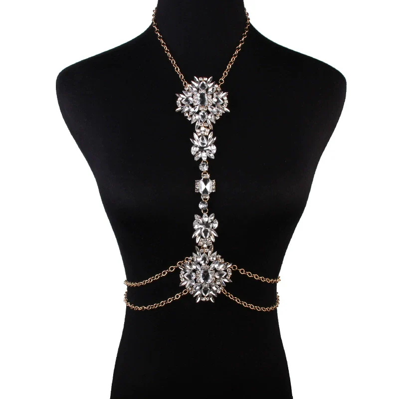 Jewelry Alloy Water Wave Chain Mixed Gem Inlay Flowers Style Women's - Image 6