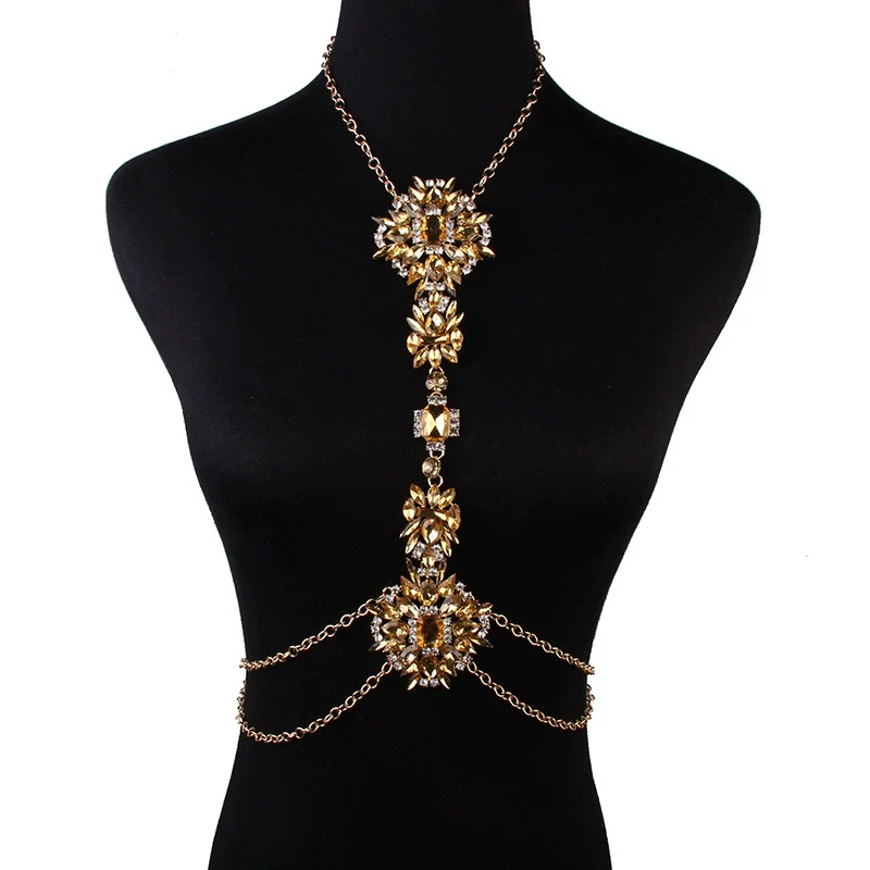Jewelry Alloy Water Wave Chain Mixed Gem Inlay Flowers Style Women's - Image 7