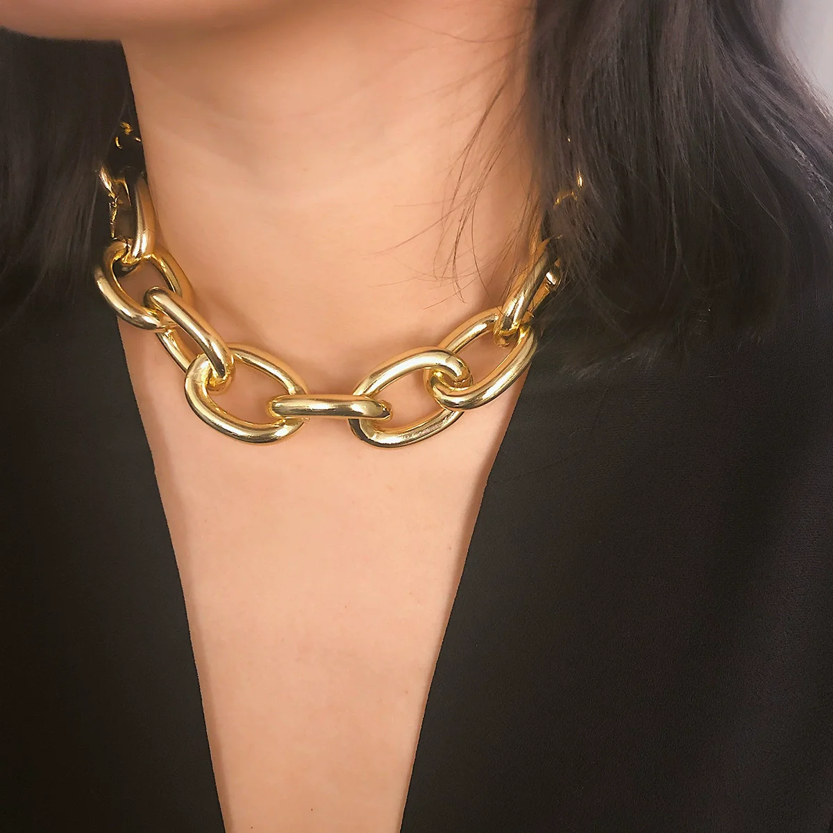 Jewelry Aluminum Cross Chain Women's Simple Punk Geometric Frosted Electroplated Necklace - Image 2