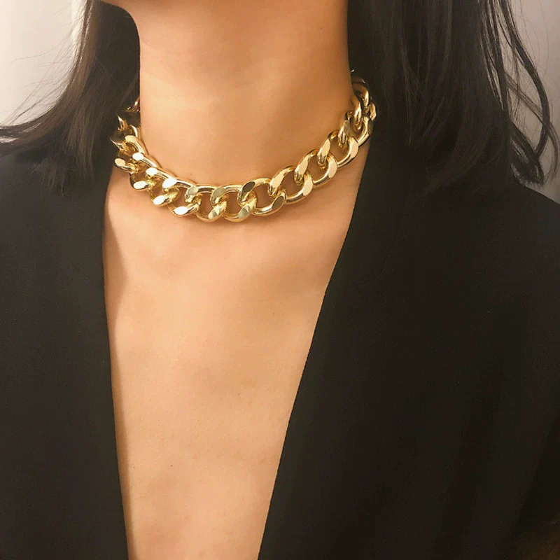 Jewelry Aluminum Cross Chain Women's Simple Punk Geometric Frosted Electroplated Necklace - Image 3