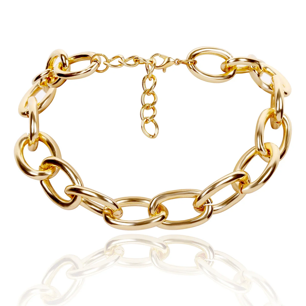 Jewelry Aluminum Cross Chain Women's Simple Punk Geometric Frosted Electroplated Necklace - Image 4