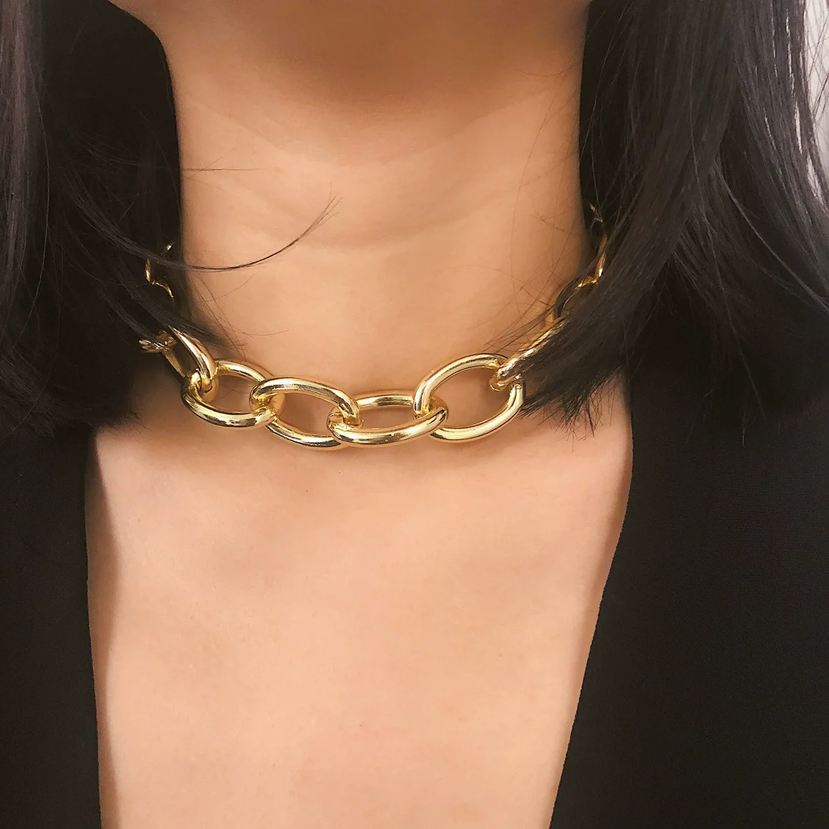 Jewelry Aluminum Cross Chain Women's Simple Punk Geometric Frosted Electroplated Necklace - Image 7