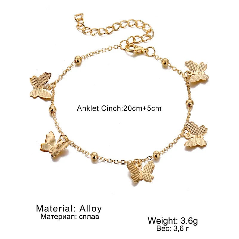 Jewelry Anklet Alloy Geometric Hollow Butterfly Pendant Handmade - Image 5