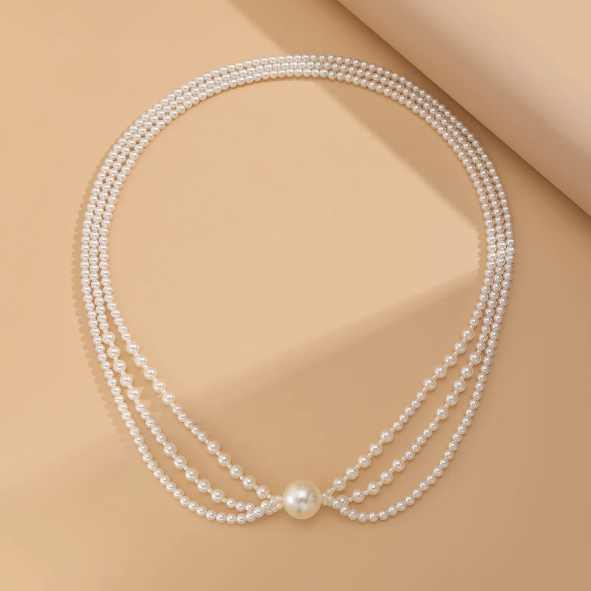 Jewelry Baroque Geometric Imitation Pearl Beaded Clavicle Chain Multilayer Long Necklace With Electroplating - Image 4