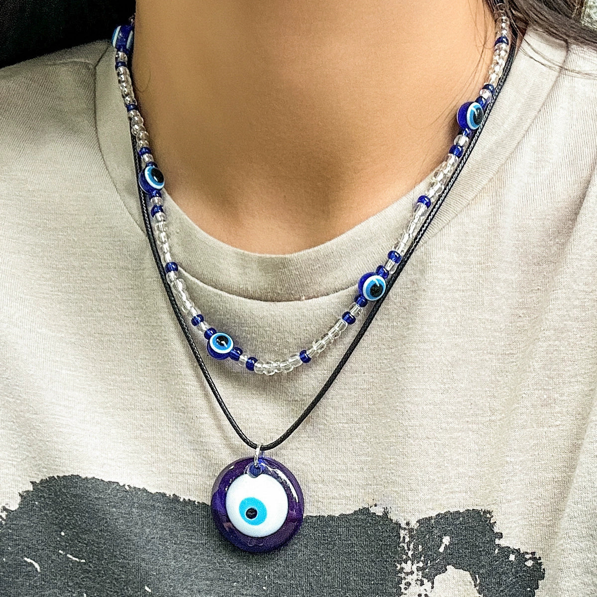 Jewelry Beaded Necklace With Acrylic Pendant Handmade Geometric Style For Women - Image 2