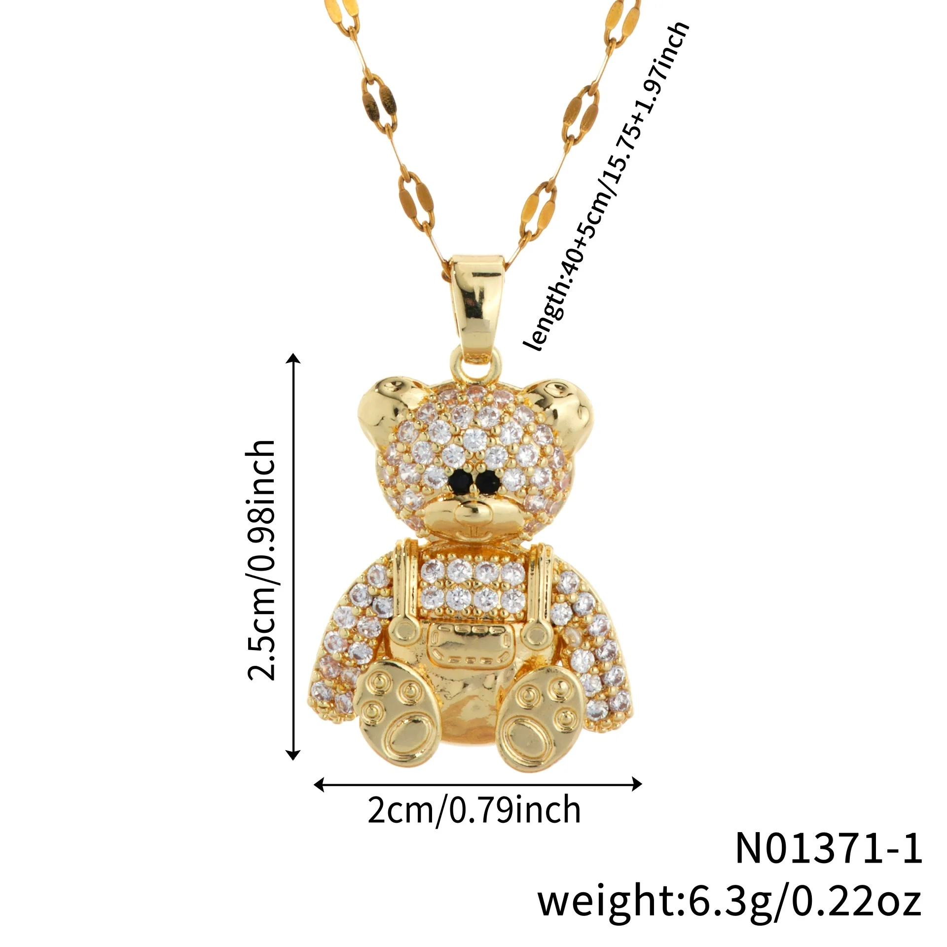 Jewelry Bear Pendant Copper Inlaid Zirconium Electroplating Necklace Animal Style - Image 5