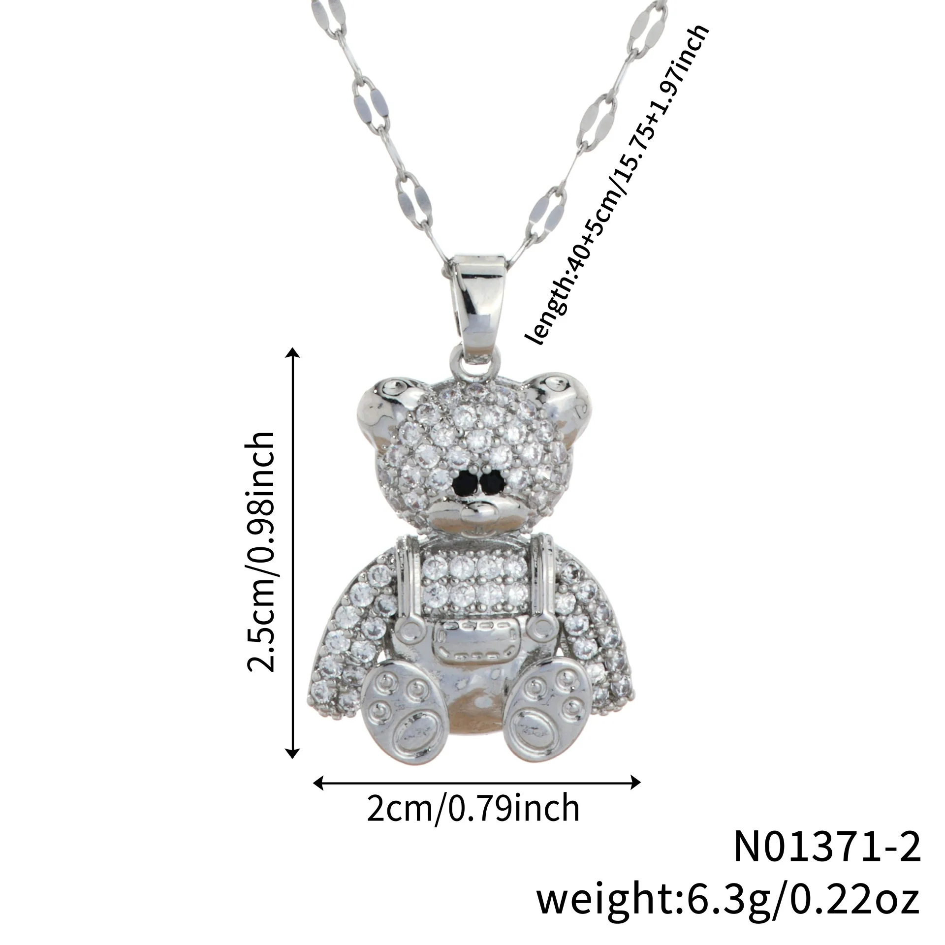 Jewelry Bear Pendant Copper Inlaid Zirconium Electroplating Necklace Animal Style - Image 6
