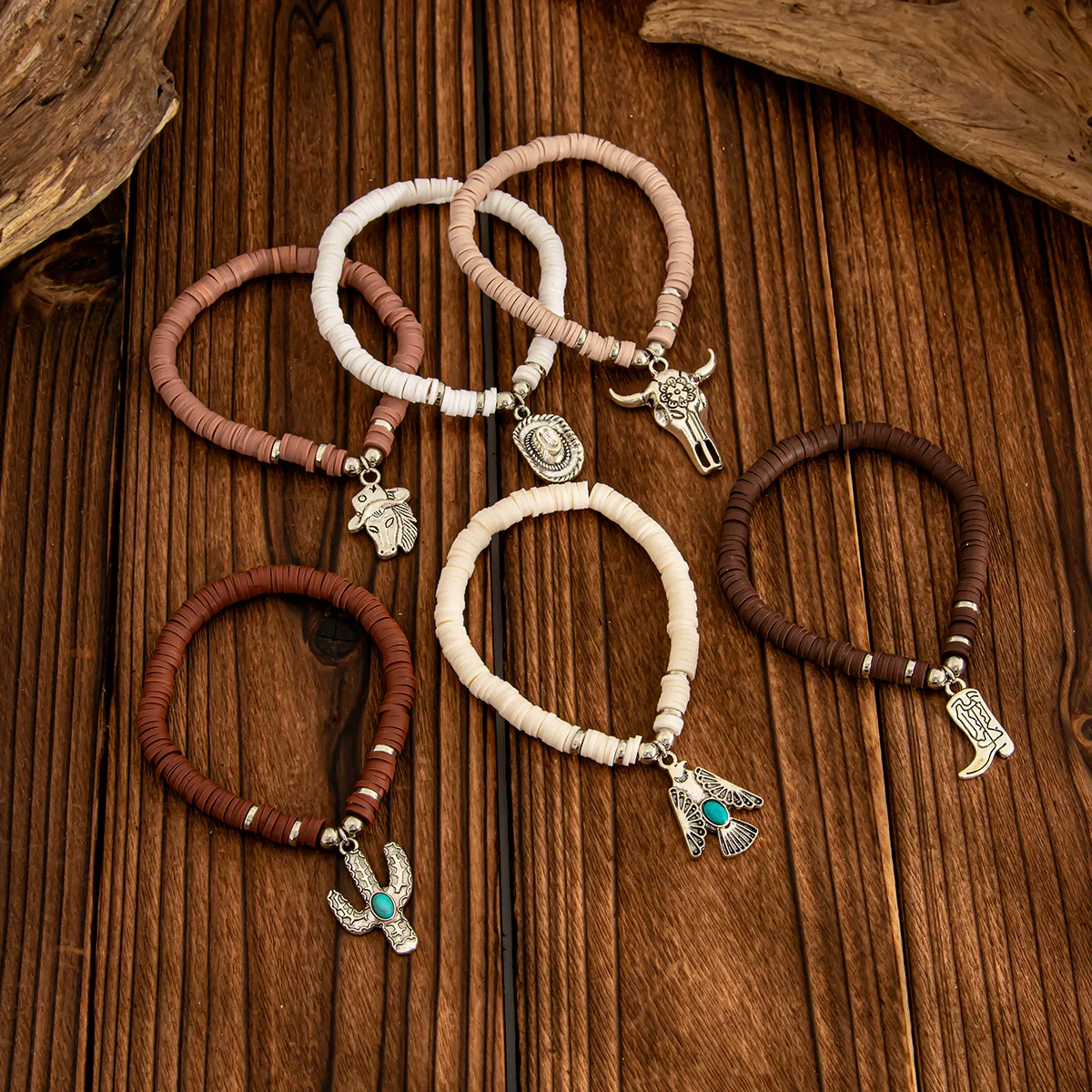 Jewelry Bohemian Cactus Alloy Polymer Clay Pendant Bracelet Electroplated Geometric Style - Image 4