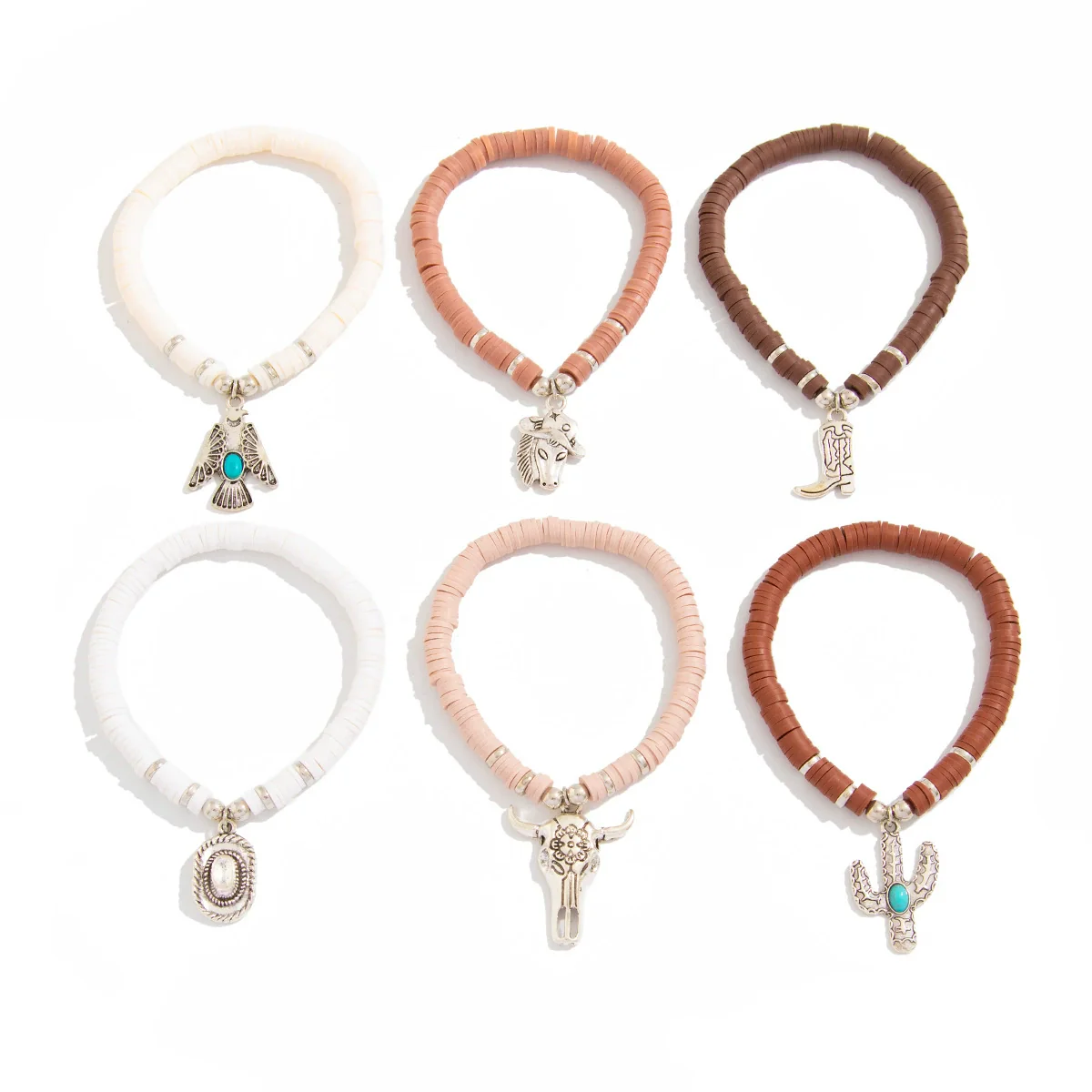 Jewelry Bohemian Cactus Alloy Polymer Clay Pendant Bracelet Electroplated Geometric Style - Image 5