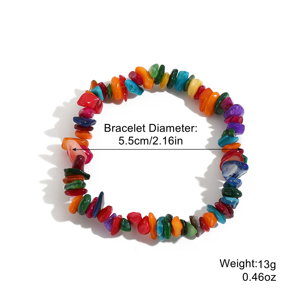 Jewelry Bohemian Color Gravel Handmade Turquoise Geometric Elastic Bracelet For Women - Image 7