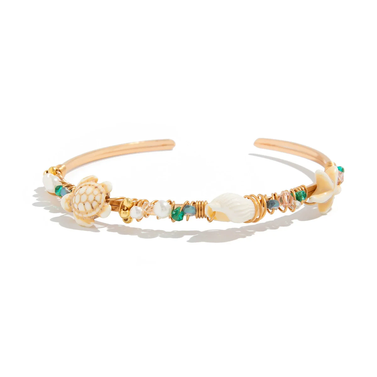 Jewelry Bohemian Iron Shell Imitation Pearl Imitation Crystal Animal Zodiac Open Arm Bracelet For Women - Image 5