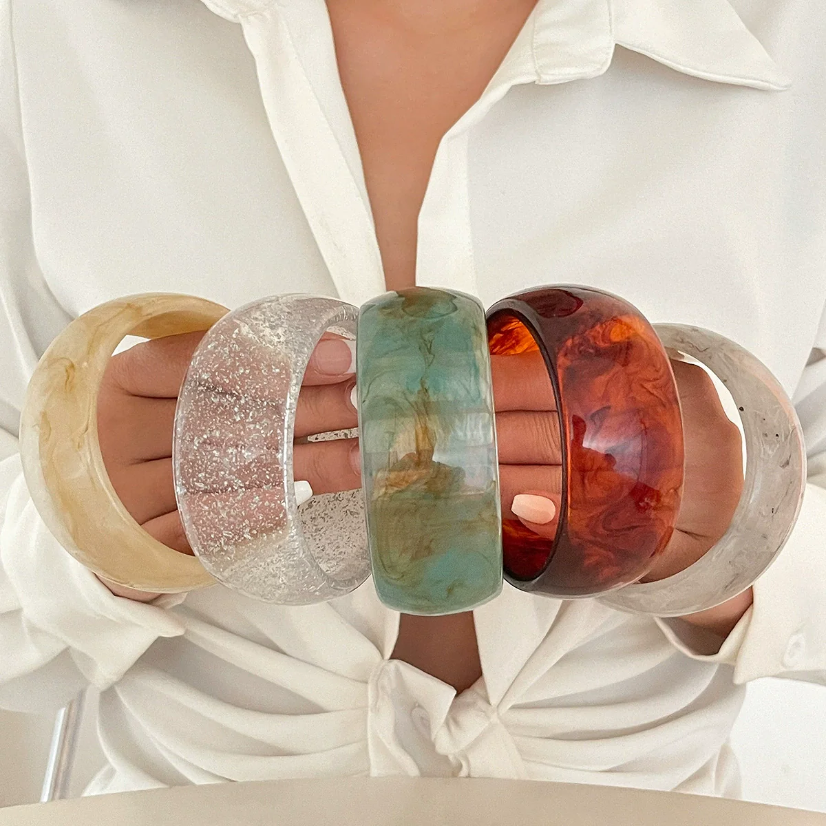 Jewelry Bracelet Acrylic Retro Round Polishing - Image 3