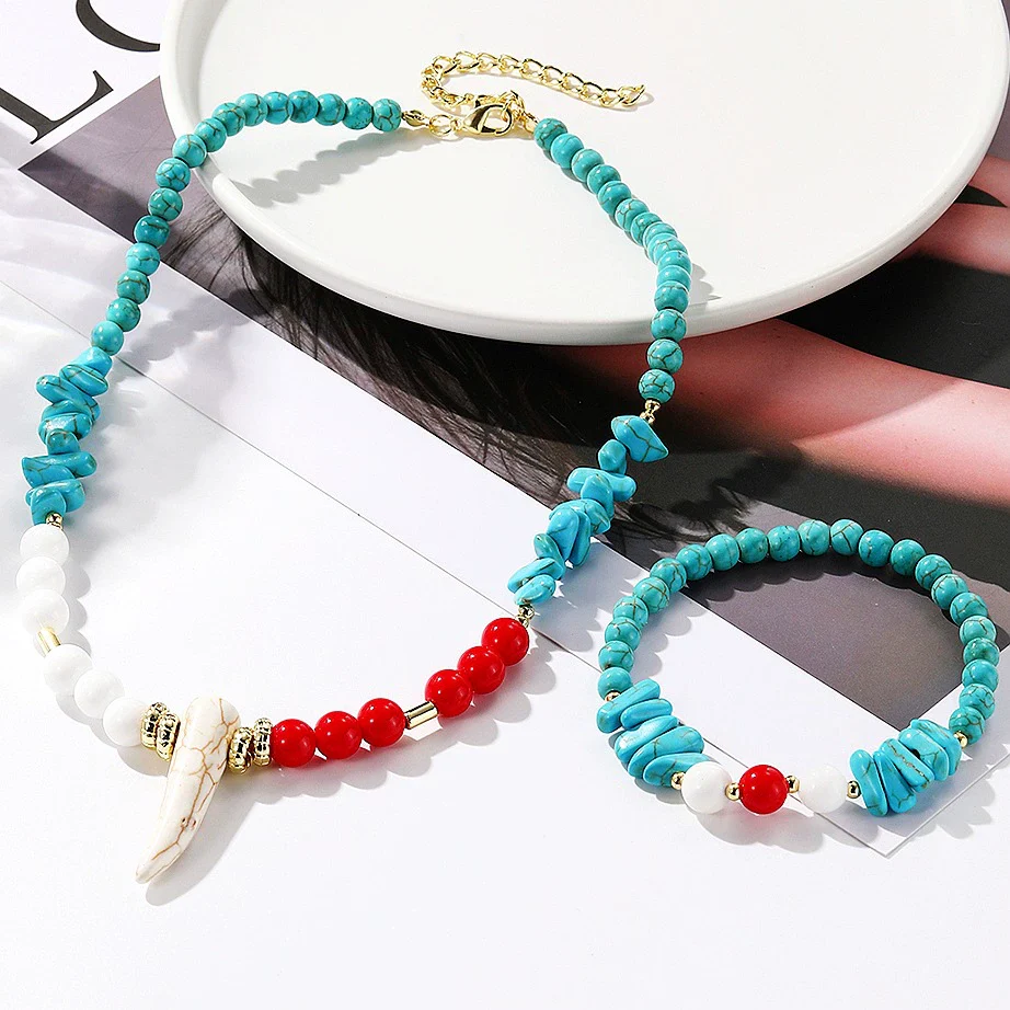 Jewelry Bracelet And Necklace Mixed Material Ball Chain Ushape Geometric Electroplating For Women - Image 11