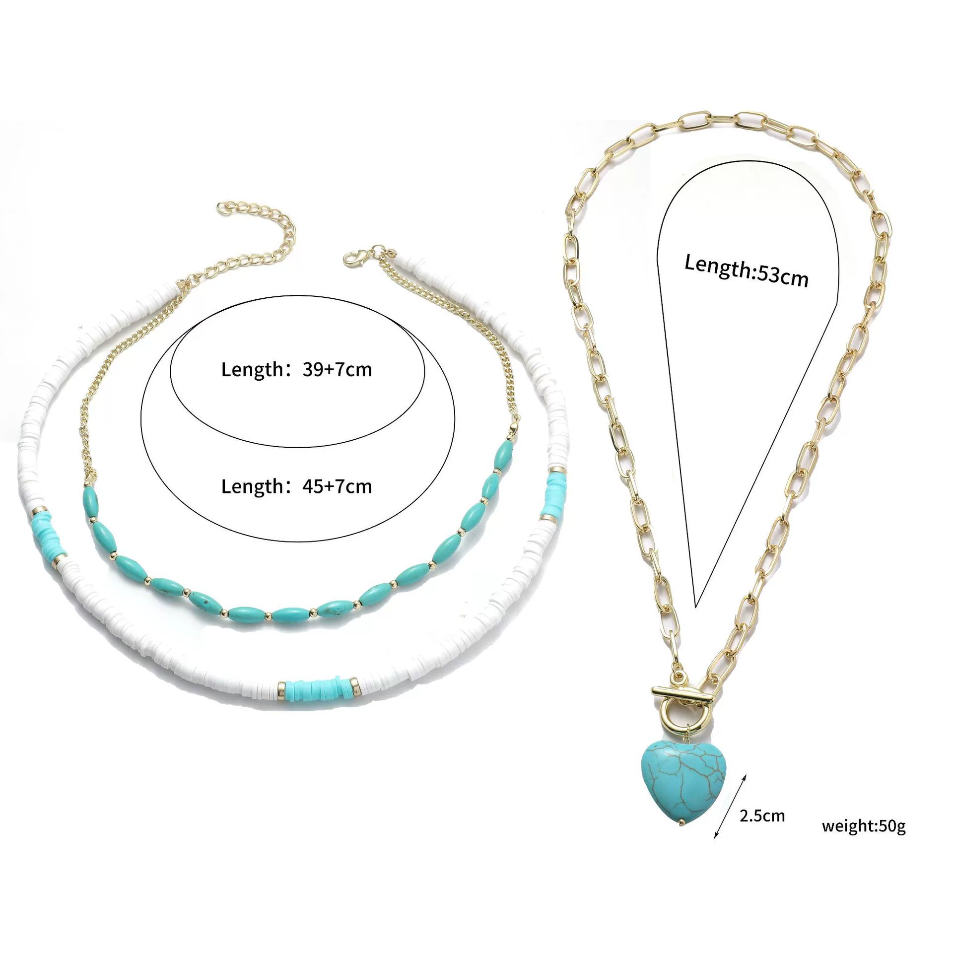 Jewelry Bracelet And Necklace Mixed Material Ball Chain Ushape Geometric Electroplating For Women - Image 16