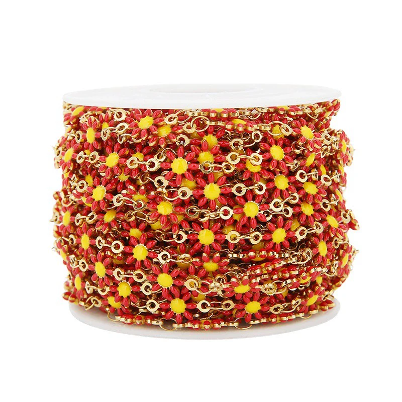 Jewelry Chain Stainless Steel Daisy Doublesided Dripping Oil 18K Gold Mixed Color - Image 3