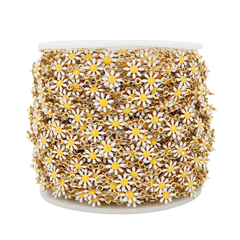 Jewelry Chain Stainless Steel Daisy Doublesided Dripping Oil 18K Gold Mixed Color - Image 7
