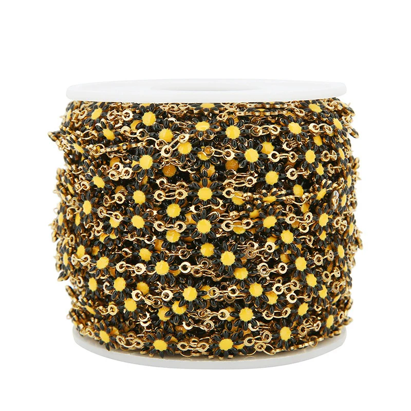 Jewelry Chain Stainless Steel Daisy Doublesided Dripping Oil 18K Gold Mixed Color - Image 8
