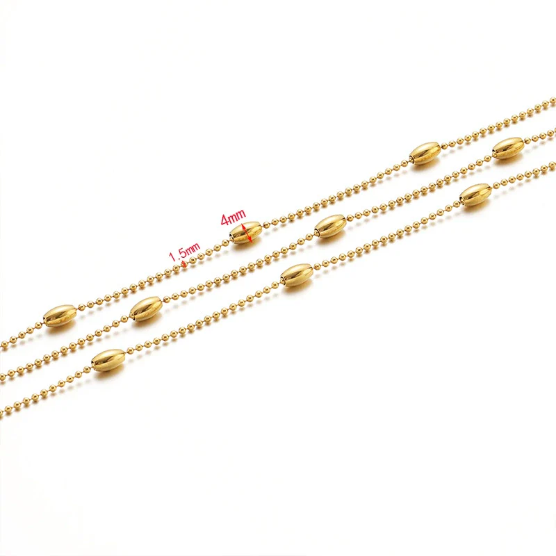 Jewelry Chain Stainless Steel Rice Bead Electroplated - Image 3