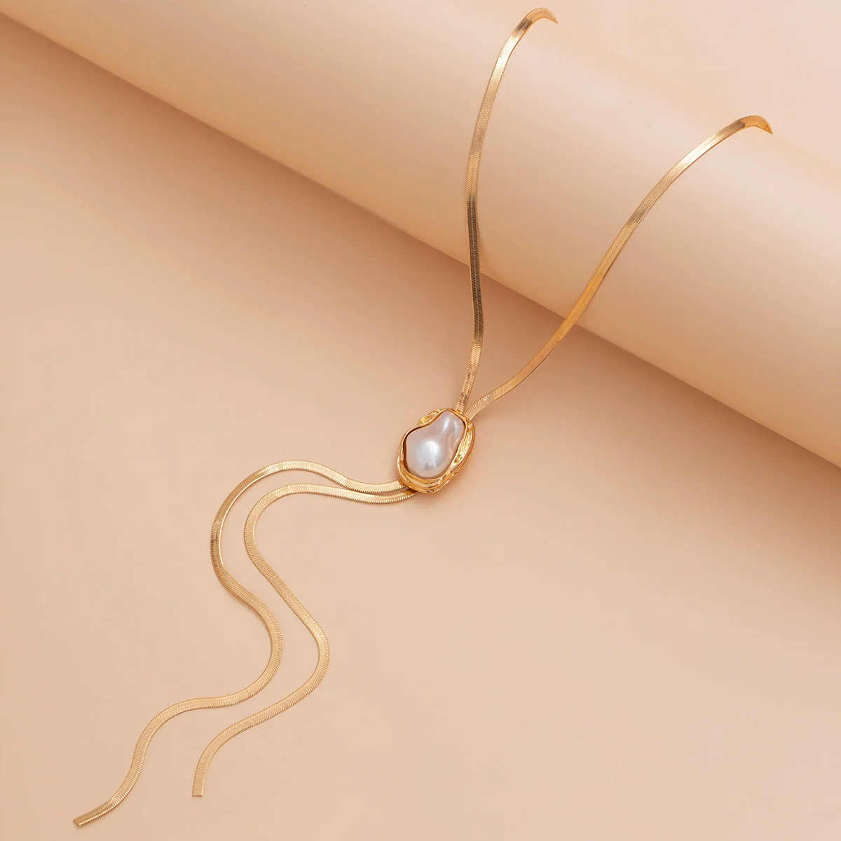 Jewelry Clavicle Chain Copper Alloy Imitation Pearl Geometric Electroplating Yshaped - Image 4