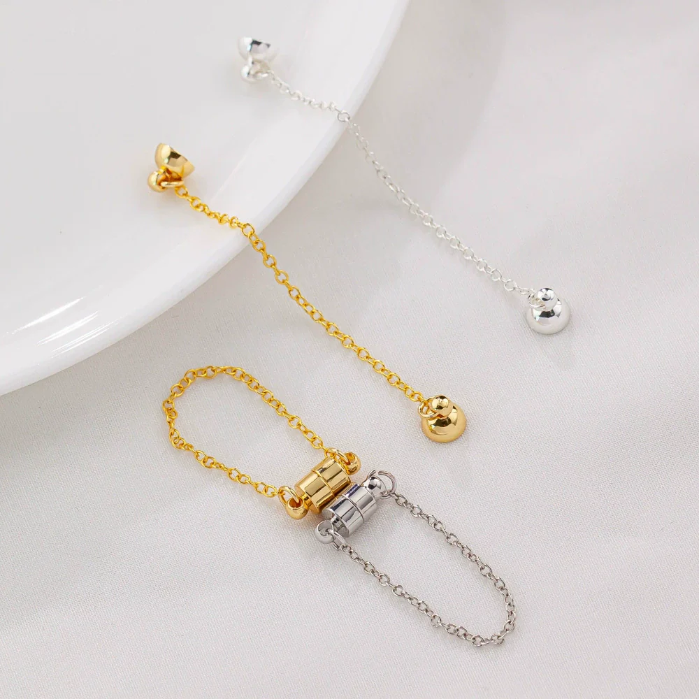 Jewelry Copper Electroplated Magnetic Buckle With Chain For Bracelet And Necklace - Image 4
